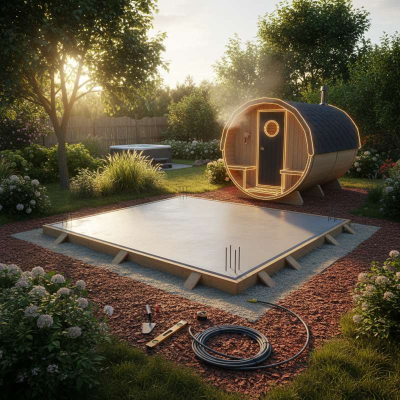 Betonfundament für Fasssauna im Garten — Vorbereitung und Planung