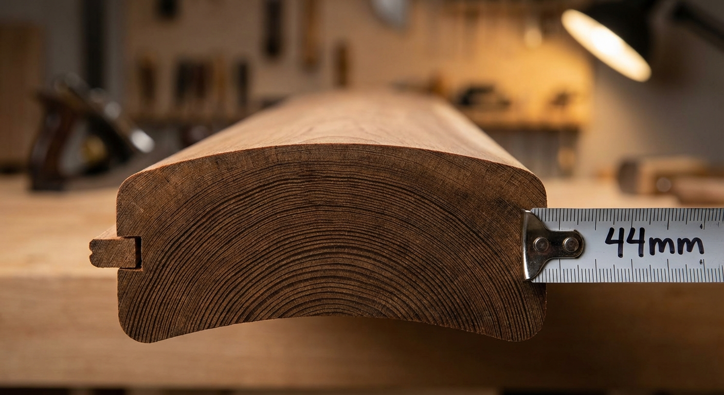 Nahaufnahme von hochwertigen Holzdauben einer Fasssauna mit sichtbarer Maserung