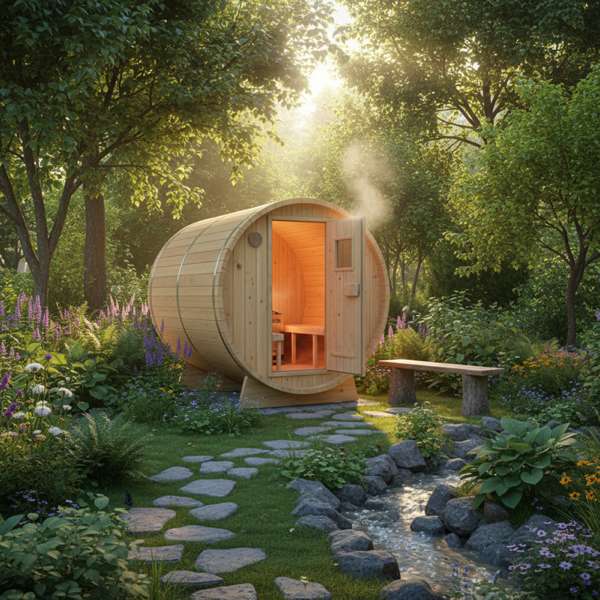 Home Deluxe Lahti Fasssauna im Garten