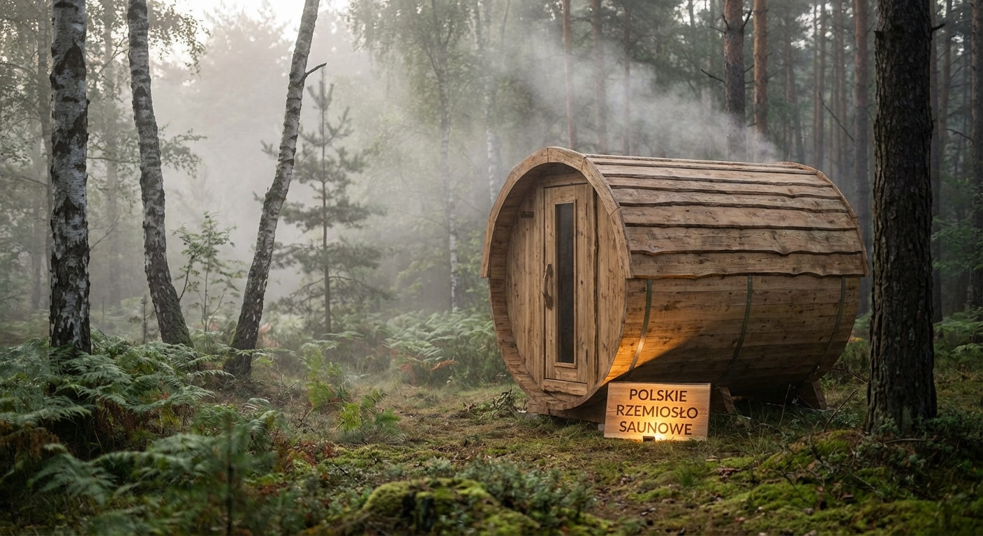Fasssauna aus Polen – hochwertige Holzsauna in einem grünen Garten