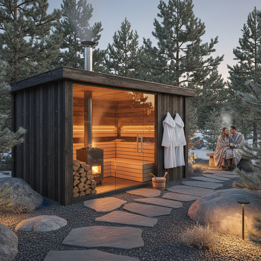 Außensauna mit Holzofen