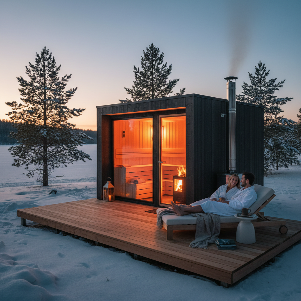 Außensauna mit Holzofen