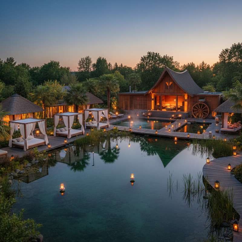 Vabali Spa Berlin — Außenanlage und asiatisches Ambiente