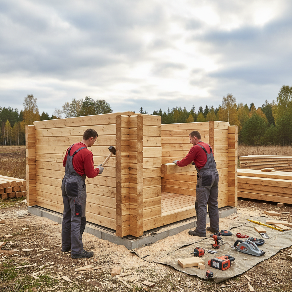 Grundriss einer Blockbohlensauna mit Vorraum und Saunakabine