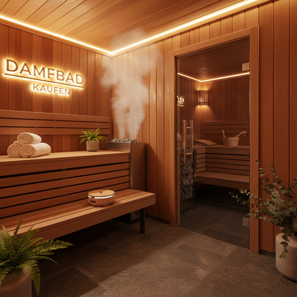 Dampfbad kaufen – moderne Dampfkabine in einem eleganten Badezimmer