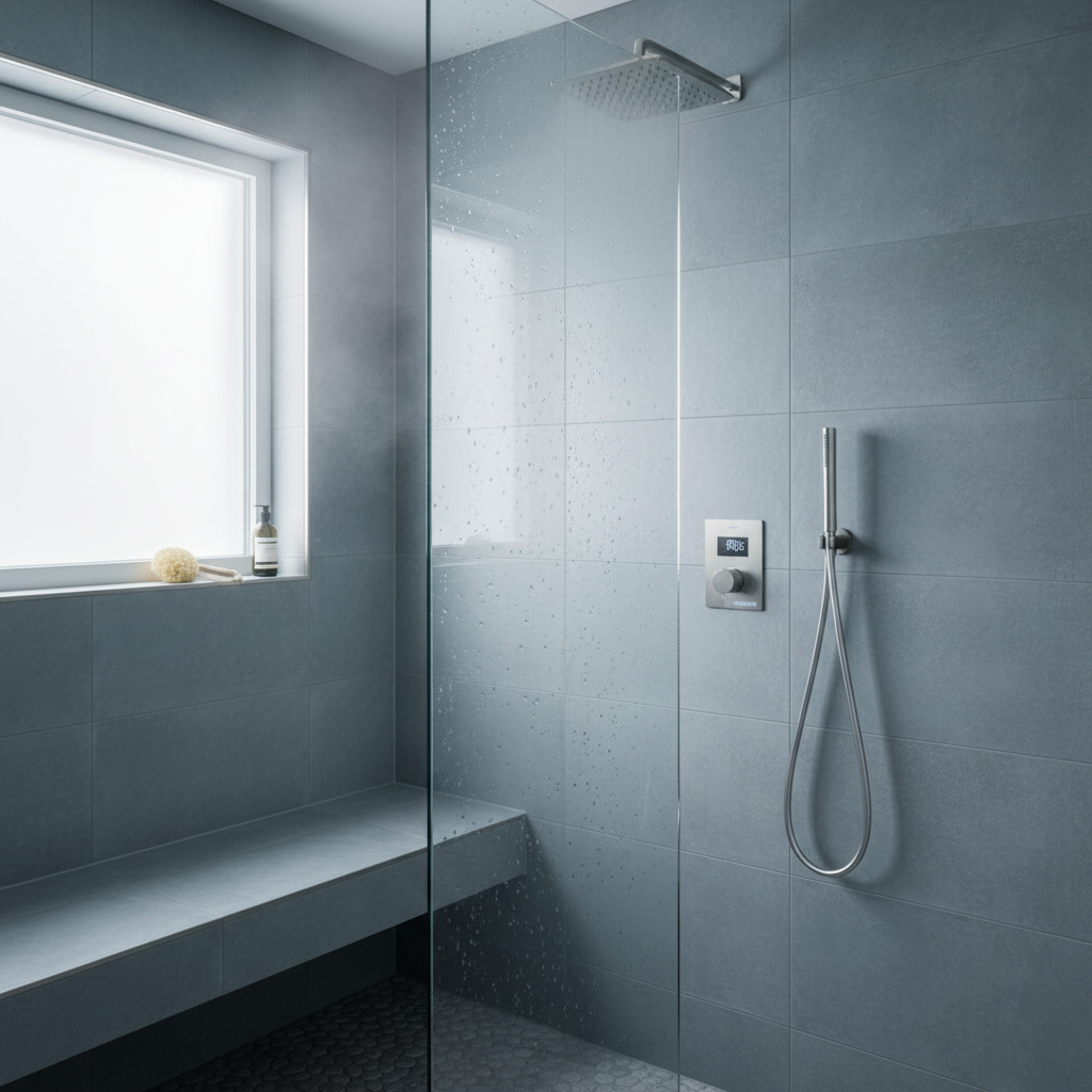 Moderne Dampfduschkabine mit integrierter Dusche im Badezimmer