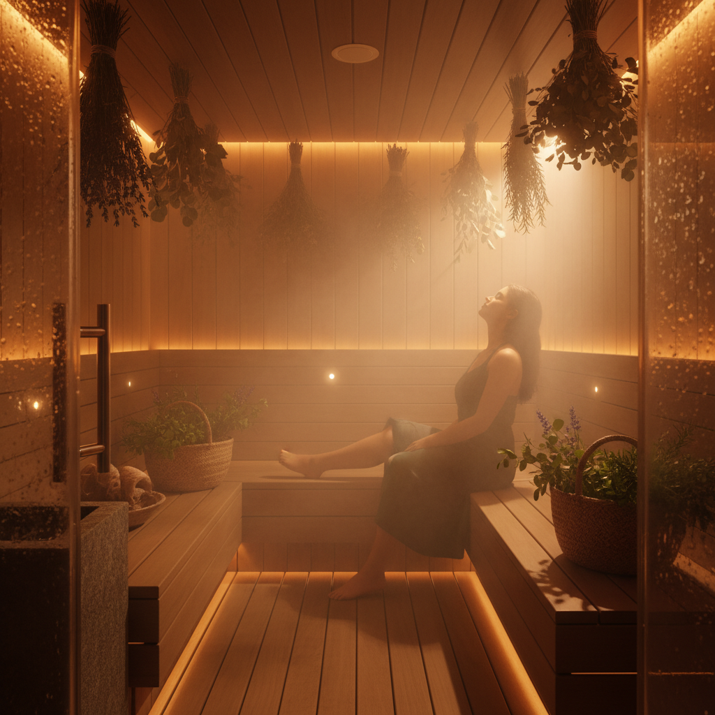 Dampfbad mit Kräutern