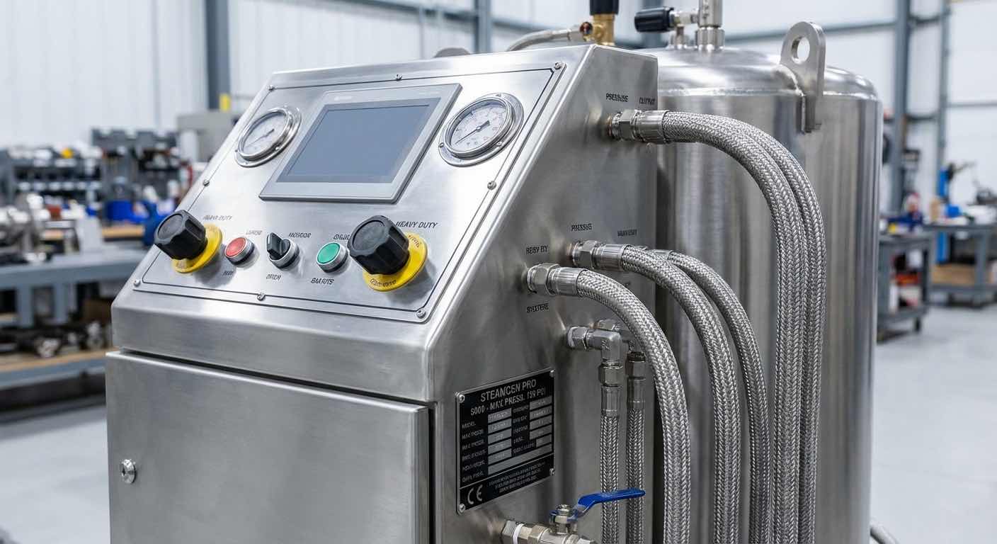 Dampfgenerator Nahaufnahme - technische Details und Bedienfeld