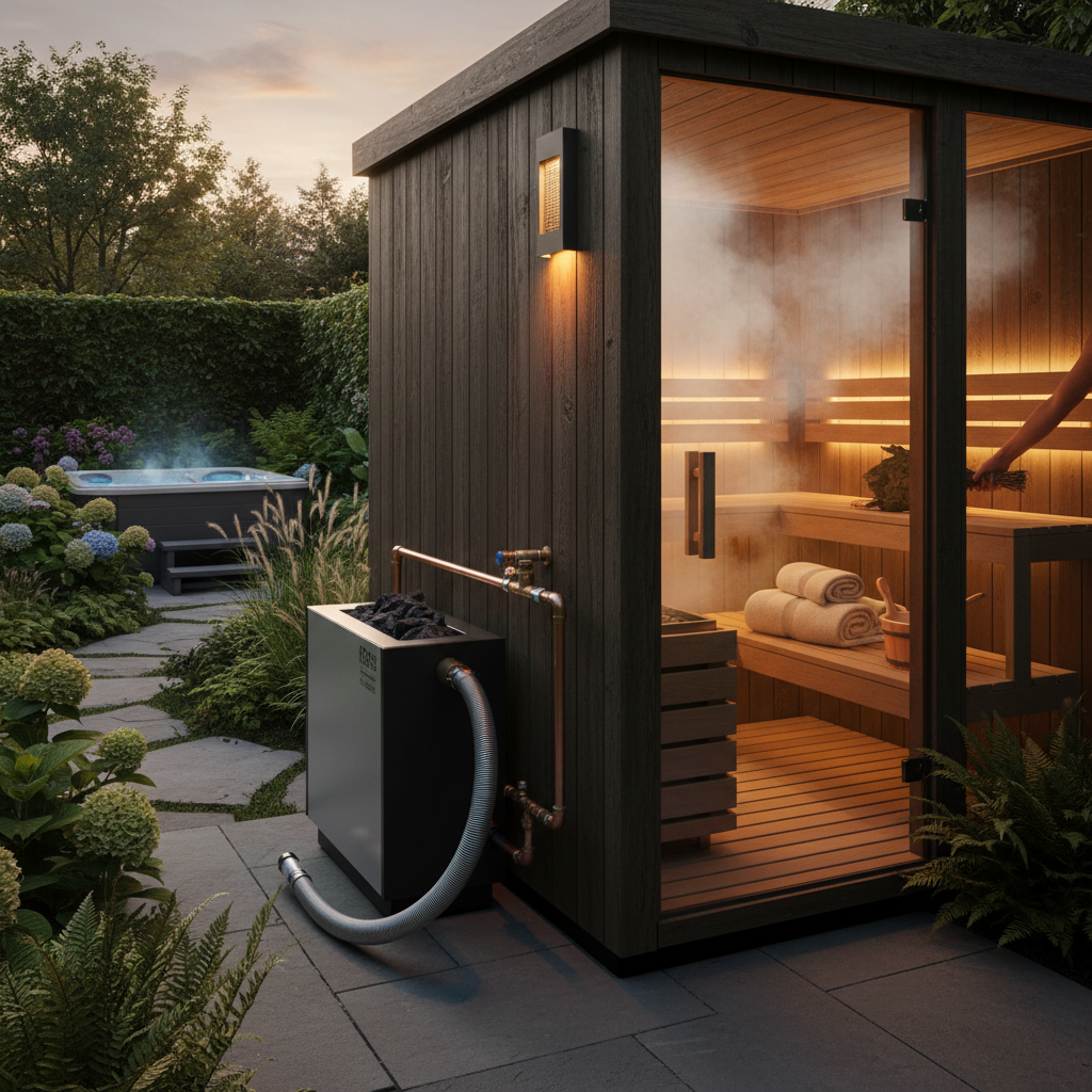 Gartendampfsauna mit Anschlussdetails