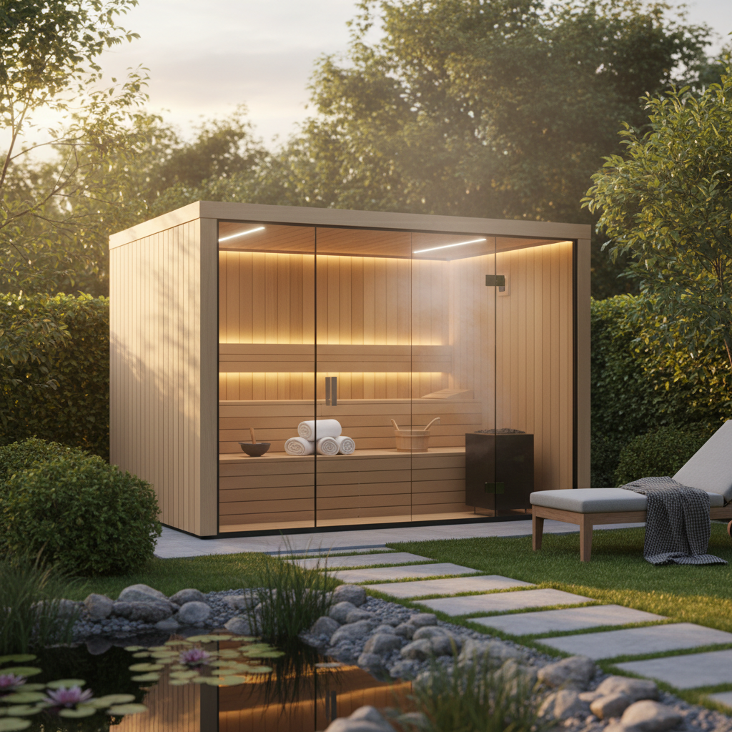 Saubere Dampfsauna im Garten