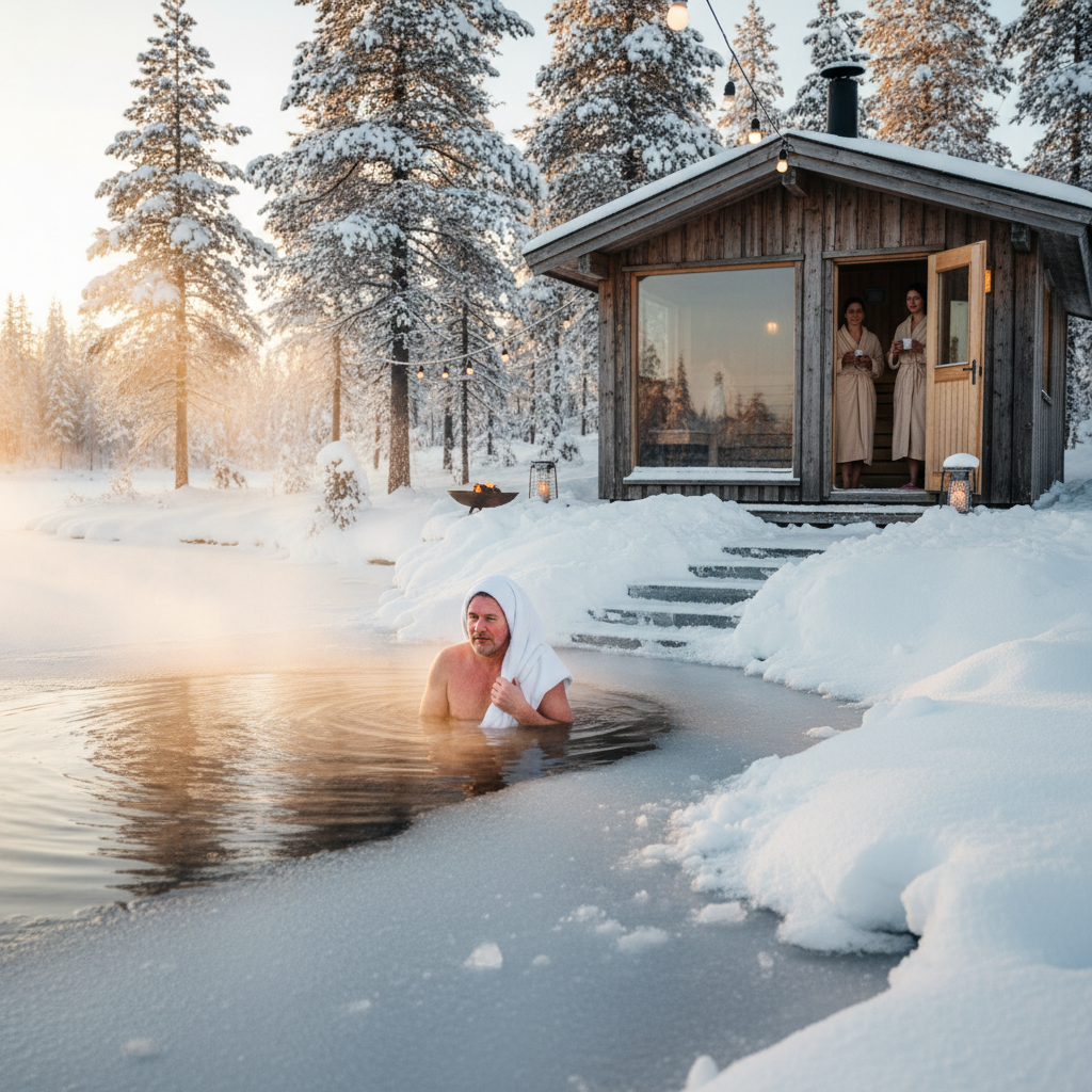 Eisbaden in der Natur