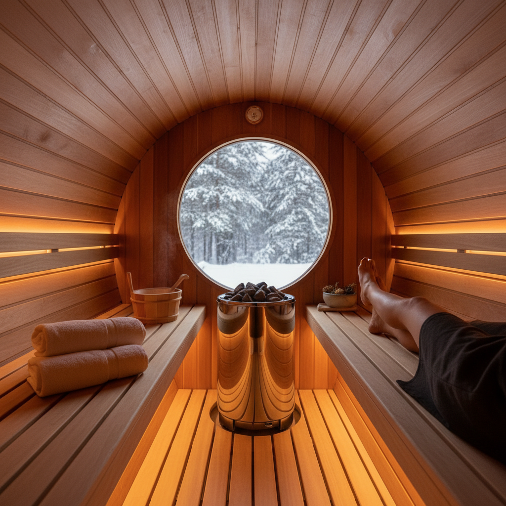 Fasssauna-Einrichtung