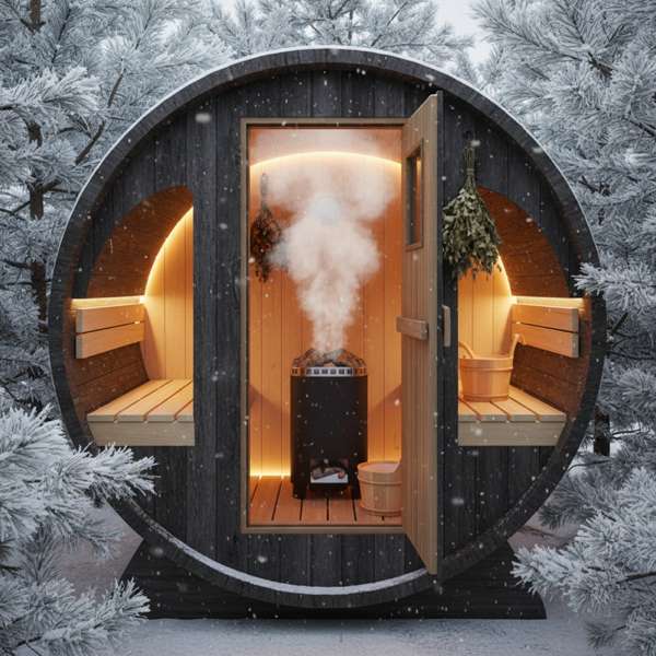 Sauna-Geschenkbox mit Aufguss, Saunamütze und Eimer