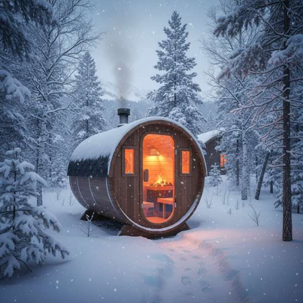 Kupfer Saunaset als Geschenk für Fasssauna Besitzer