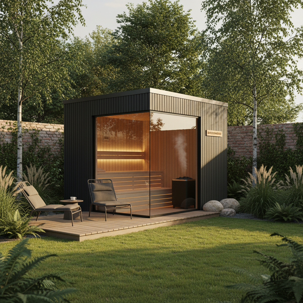 Nahaufnahme eines Thermometers in einer Fasssauna