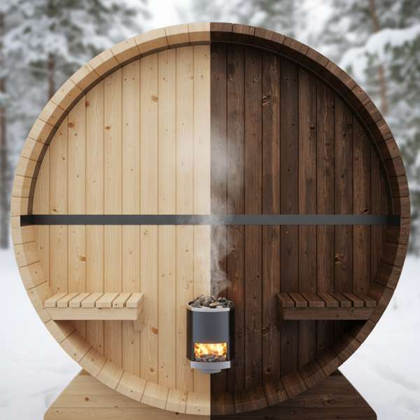 Fichte vs. Thermoholz — Die wichtigste Entscheidung beim Fasssauna-Kauf – Bild 2