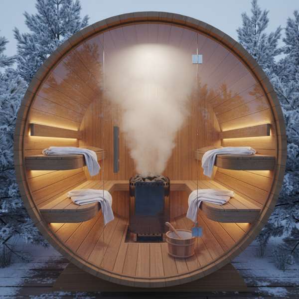 Fasssauna mit Abkühlbecken — Kaltes Wasser, heißes Erlebnis – Bild 3