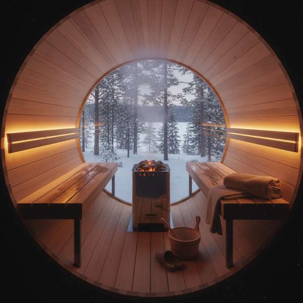 Fasssauna mit Glasfront — Saunieren mit Panoramablick – Bild 3