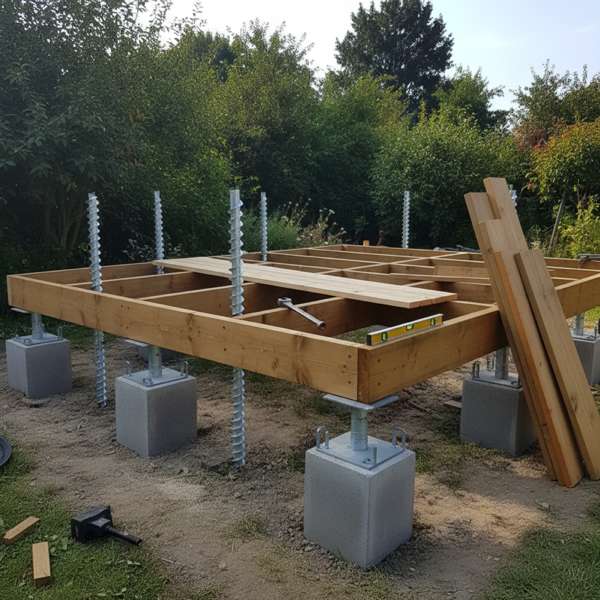 Beispiel eines Punktfundaments für Gartensauna