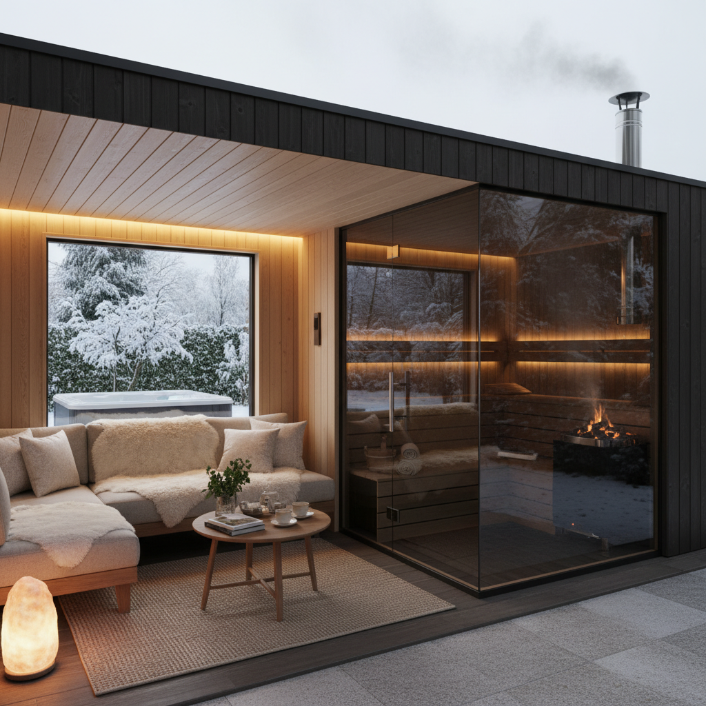 Gartensauna mit gemütlichem Ruheraum