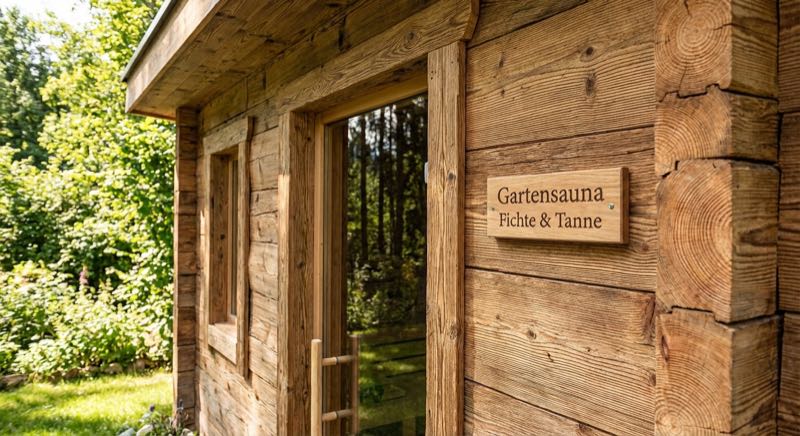 Karibu Gartensauna Praxistest: Außenansicht im Garten