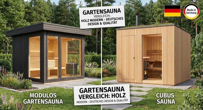 Gartensauna Vergleich: Verschiedene Modelle im Garten