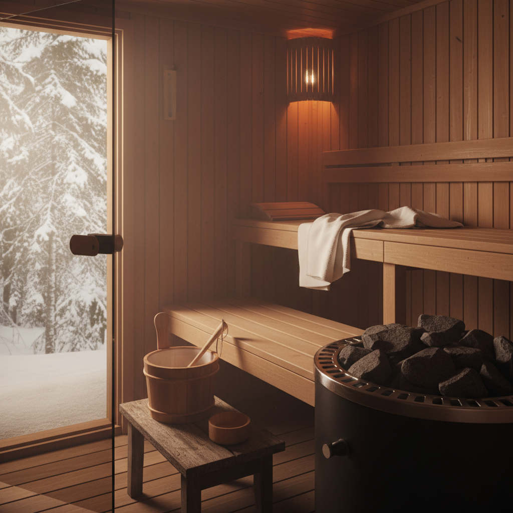 Eine Sauna in einem Fitnessstudio