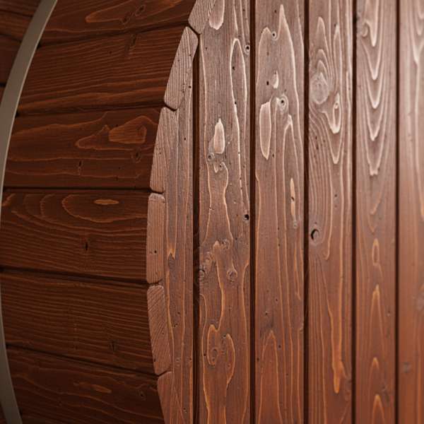 Fasssauna Holzdetail — Thermoholz Maserung