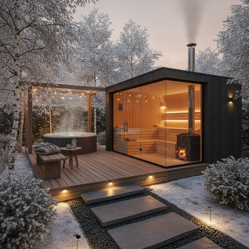 Holzofen Sauna im Garten