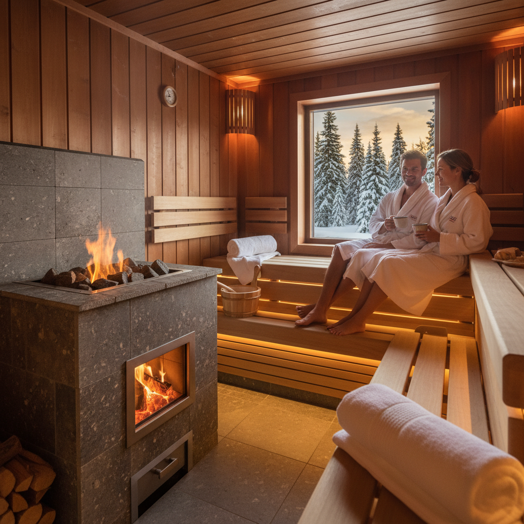Holzofen-Sauna mit Innenbefeuerung