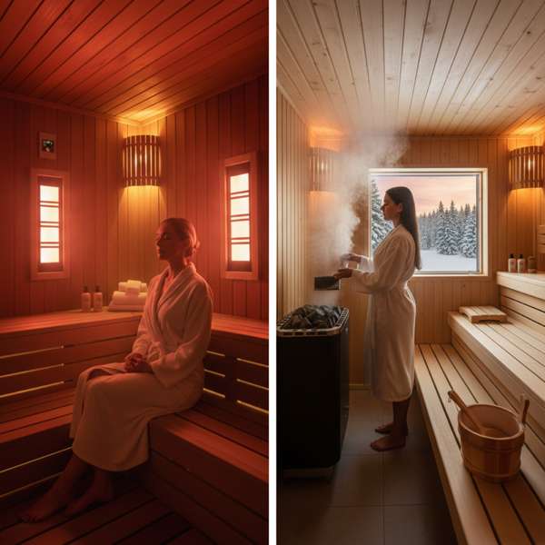 Infrarotkabine und Sauna im Vergleich