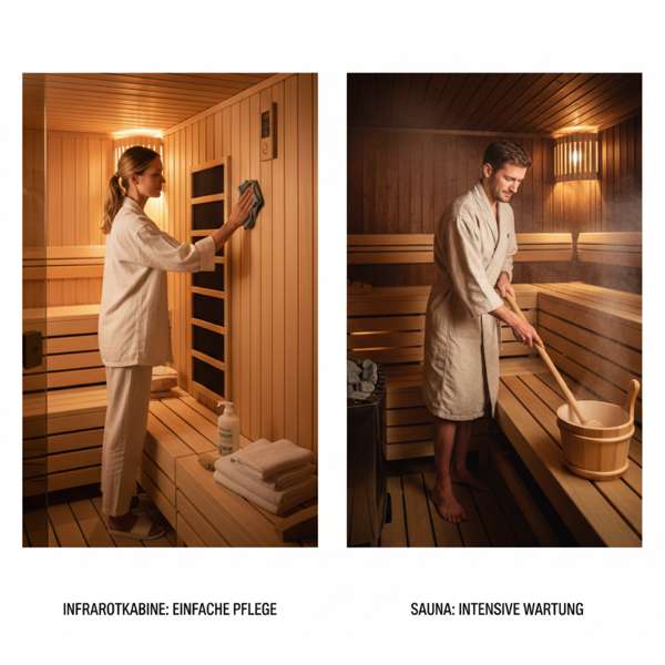 Vergleich Pflege Sauna und Infrarotkabine