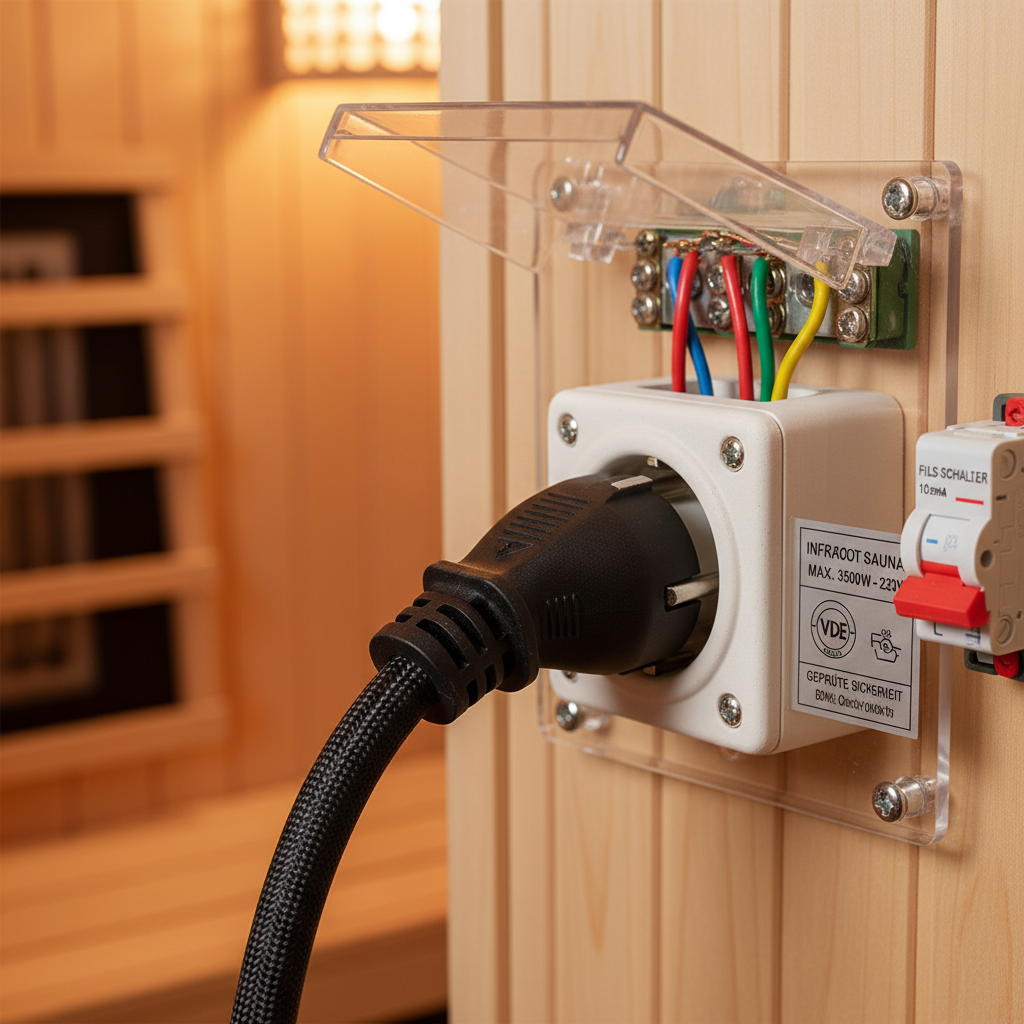 Zwei Personen bauen eine Infrarotsauna auf und prüfen die Maße mit einer Wasserwaage.