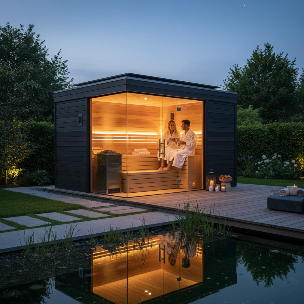 Moderne Infrarotsauna Outdoor im Garten