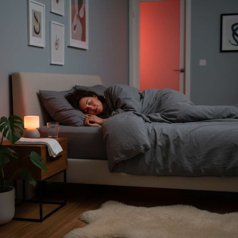 Person schläft tief und entspannt nach abendlicher Infrarotsauna