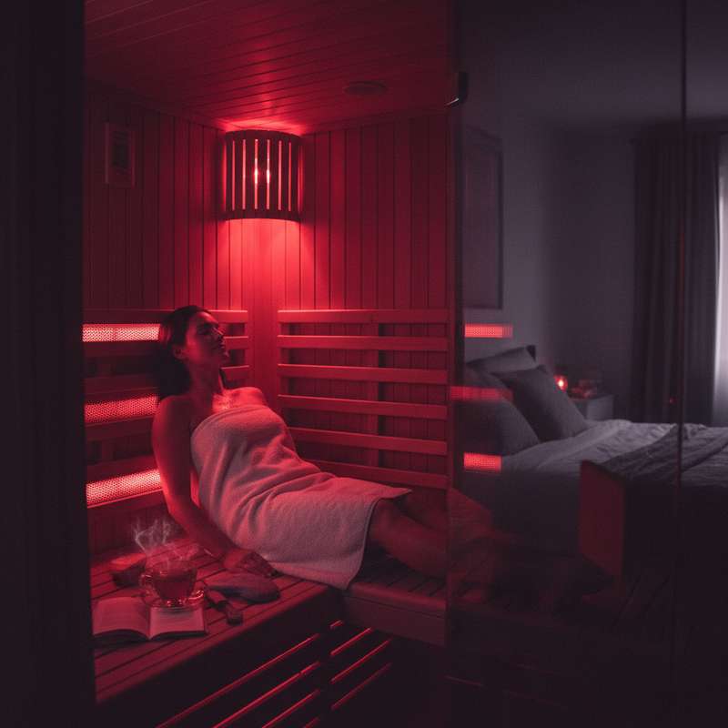 Abendliche Infrarotsauna Routine als Übergang in den Schlaf