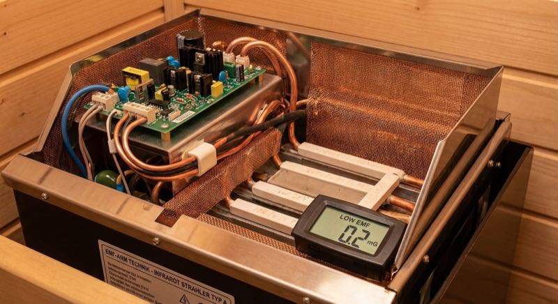 EMF-Messung Infrarotsauna — Strahler und Elektronik