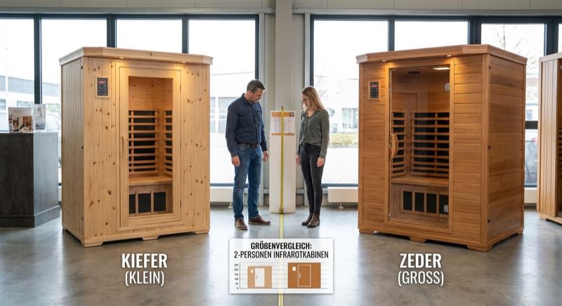Infrarotsauna Größenvergleich: 1 Person vs. 2 Personen Kabine