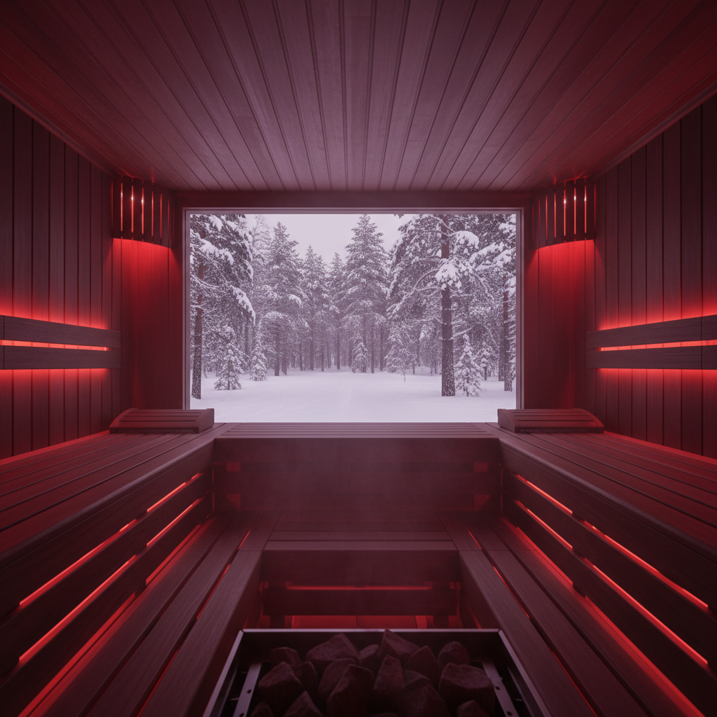 Vollspektrum Infrarotsauna mit leuchtenden Strahlern