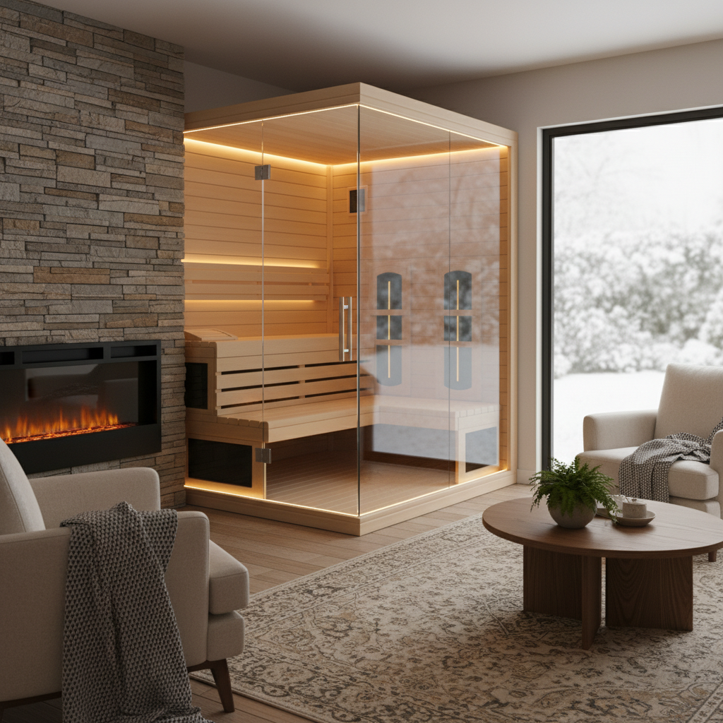 Entspannte Person in einer Vollspektrum-Infrarotsauna