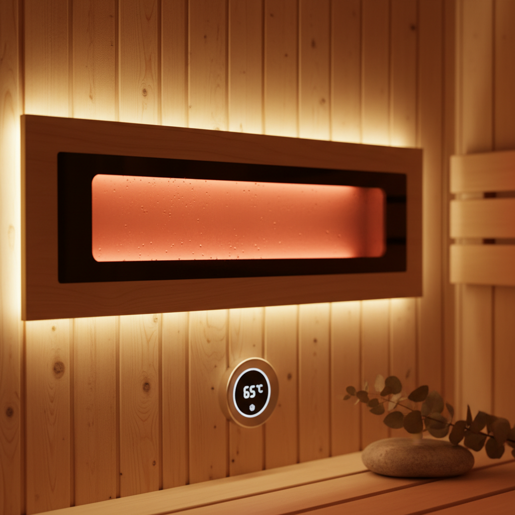 Moderner Infrarotstrahler für die Sauna im Detail
