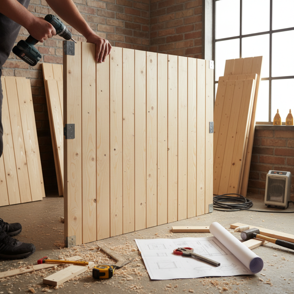 Innensauna Bausatz-Elemente beim Aufbau