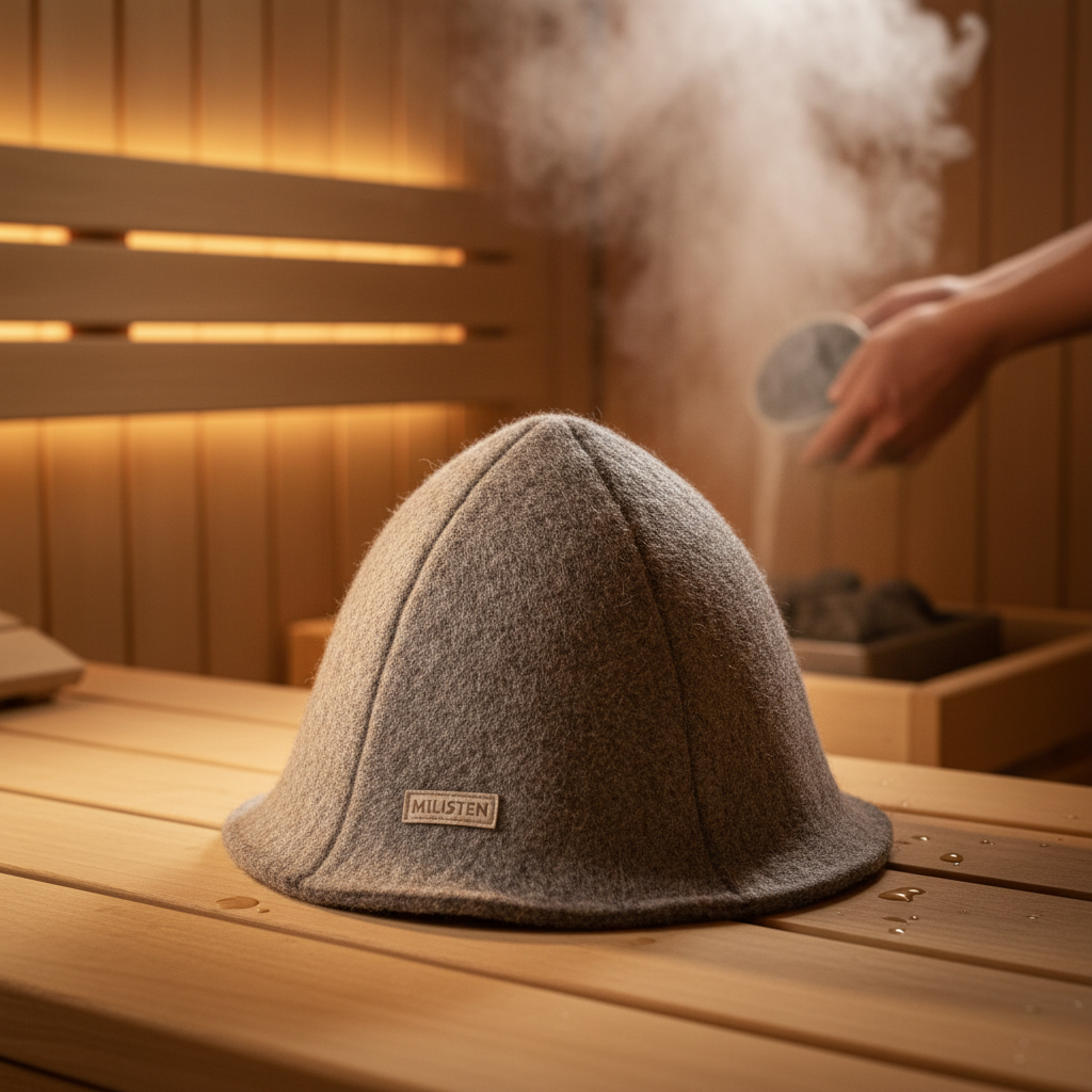 Milisten Saunahut aus Filz, schlichtes Design