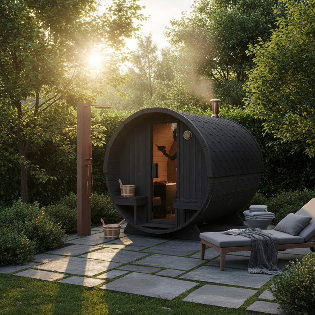 Mini-Sauna im Garten