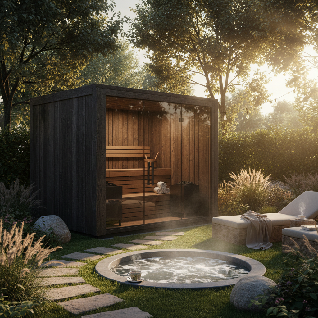 Außensauna in einem Garten