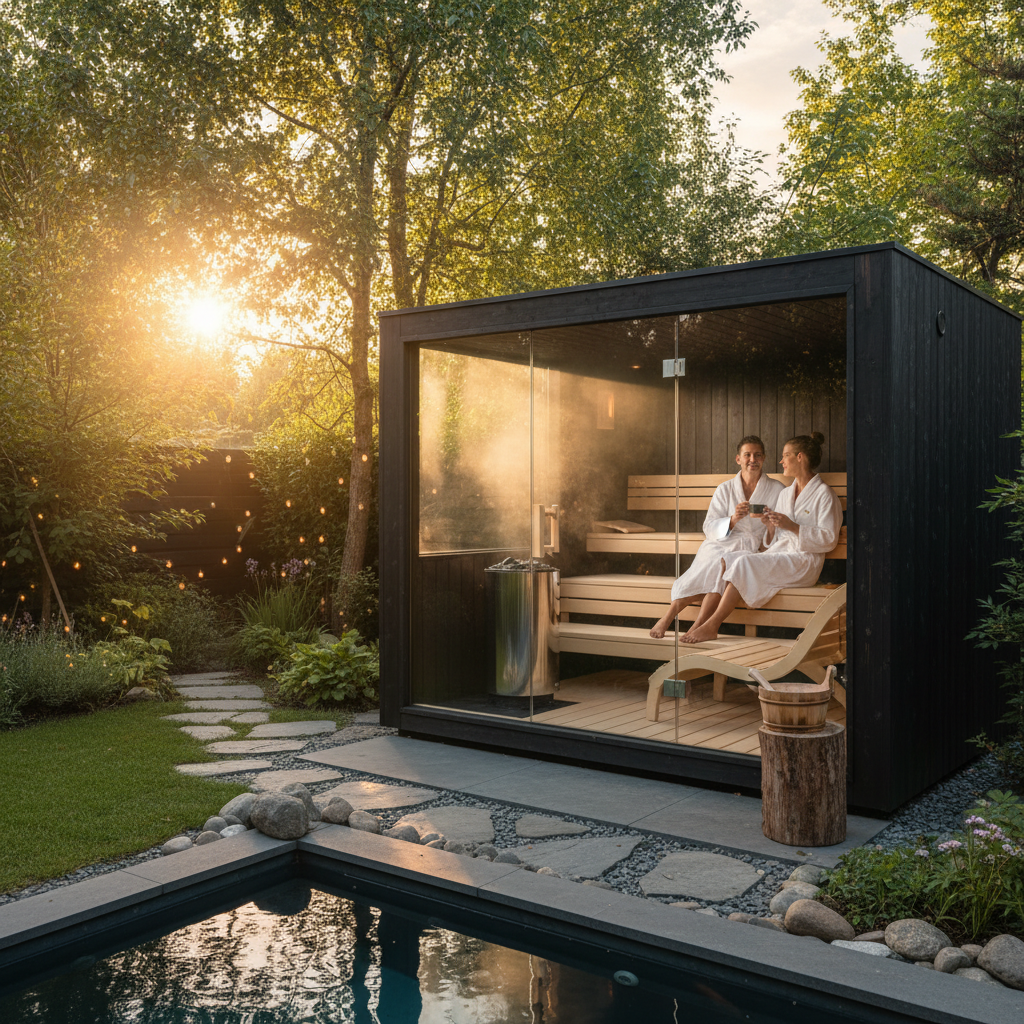 Outdoor-Sauna im Garten