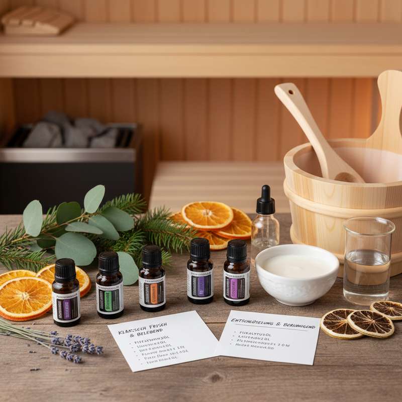 Sauna Aufgussmittel selbst machen mit ätherischen Ölen und natürlichen Zutaten