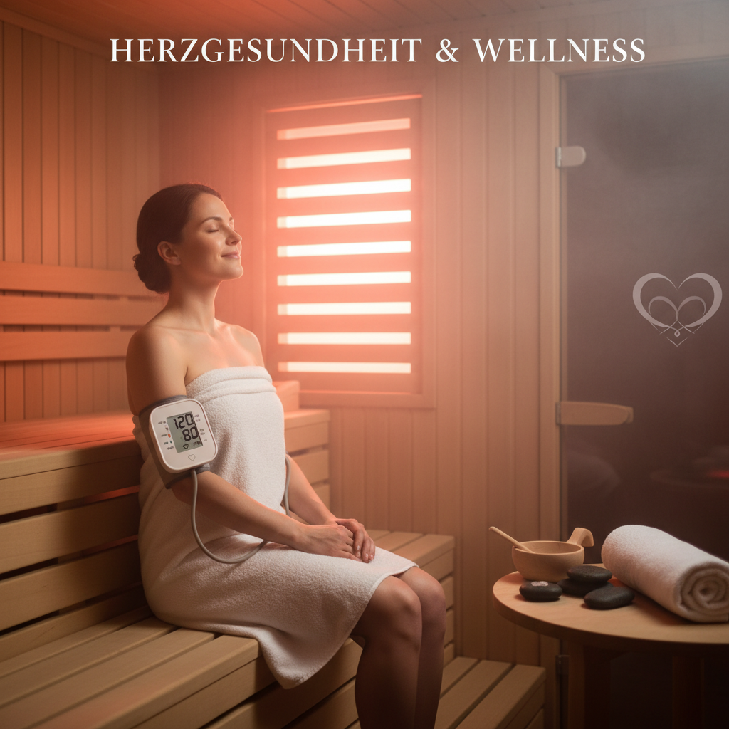 Person entspannt in Sauna, Fokus auf Herzgesundheit