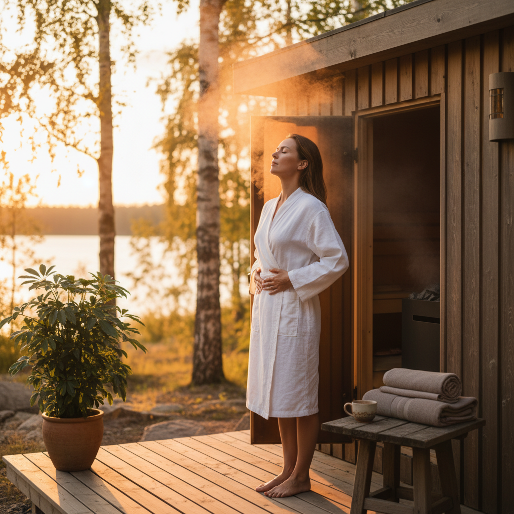 Person entspannt in der Sauna bei Bluthochdruck