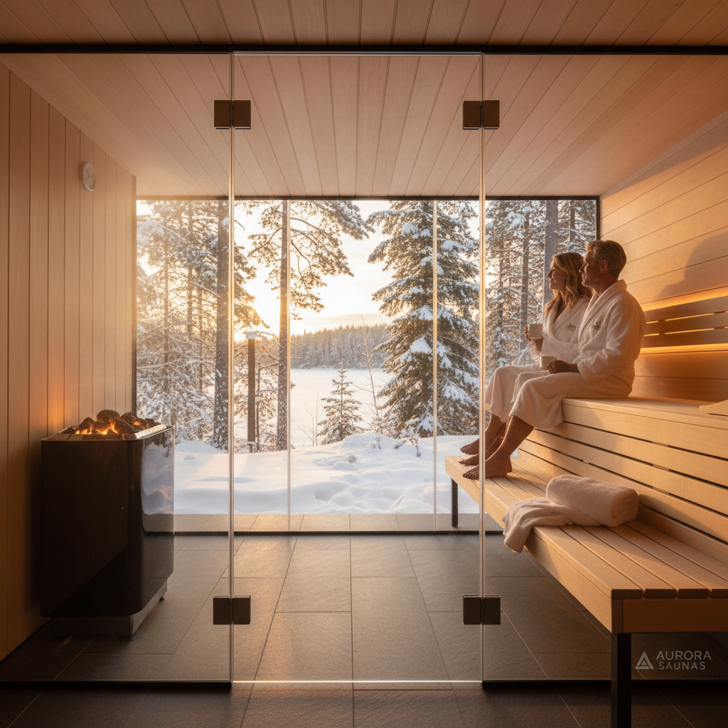 Sauna-Glasfront mit modernem Design